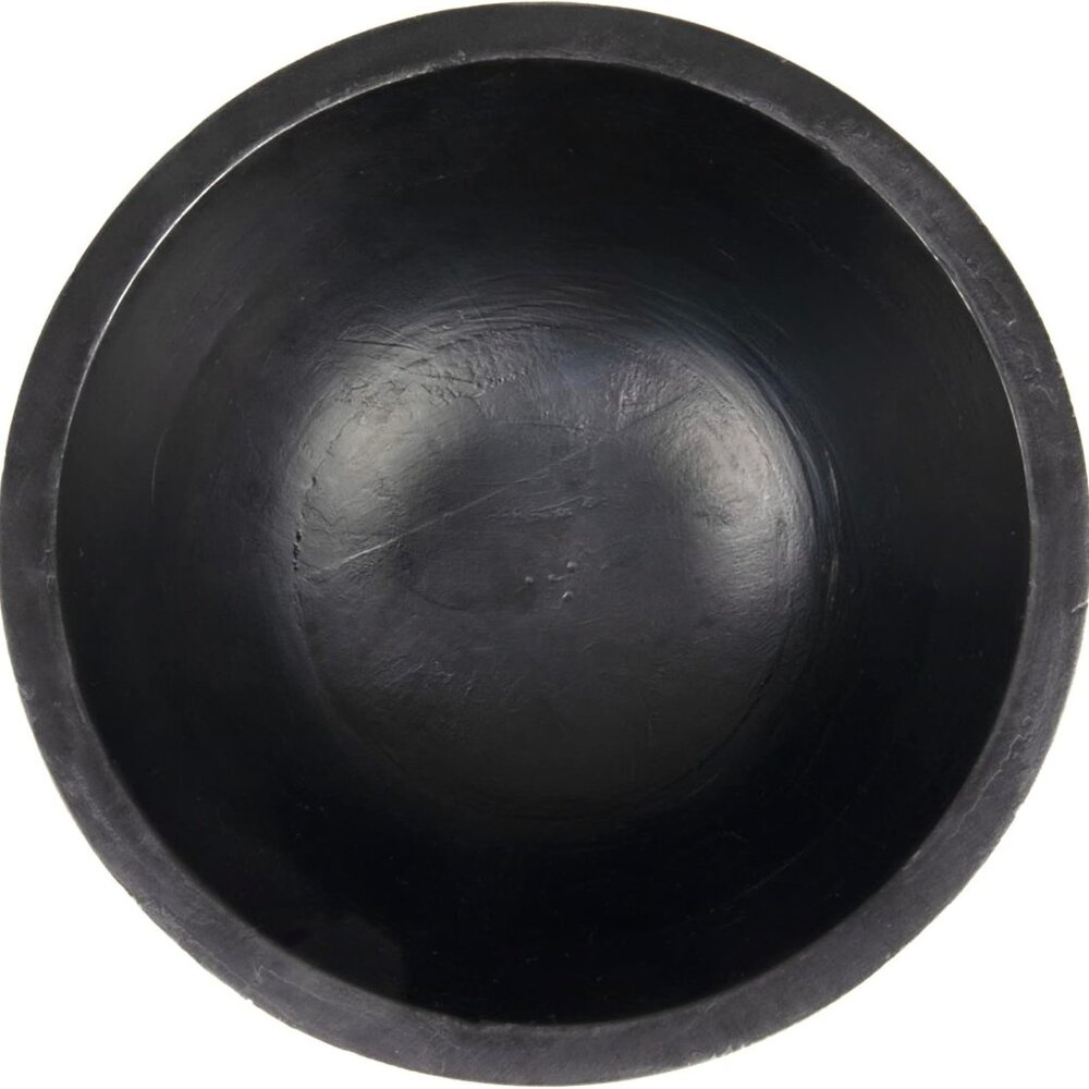 Boho Wood Pedestal Serving Bowl, Black Finish - Picture 7 of 7
